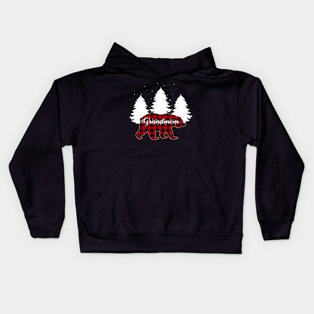 Buffalo Red Plaid Grandmom Bear Matching Family Christmas Kids Hoodie by Kagina